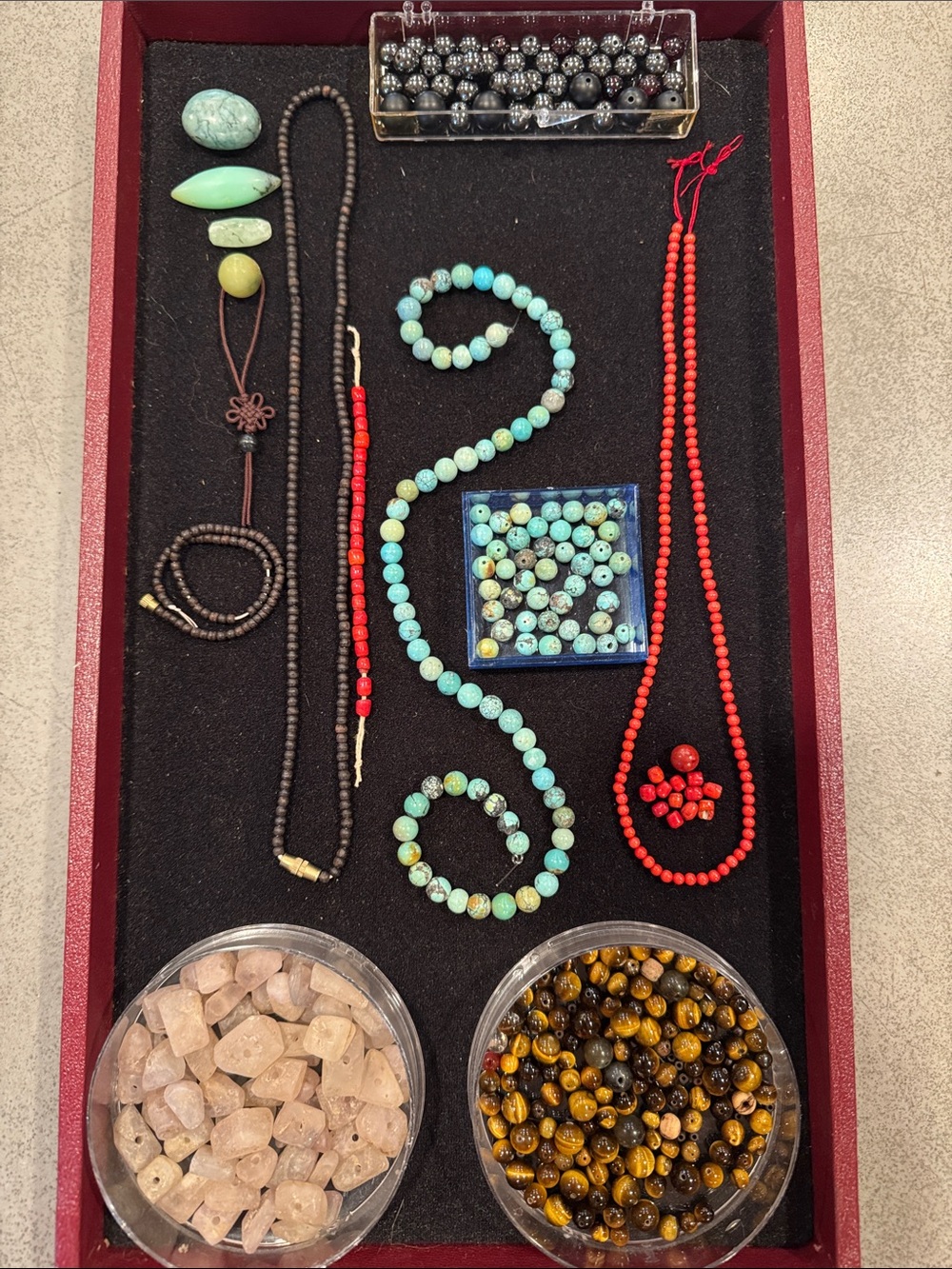 Vintage Gemstone Bead Lot | Turquoise Coral | Tiger’s Eye | Hematite | Jewelry